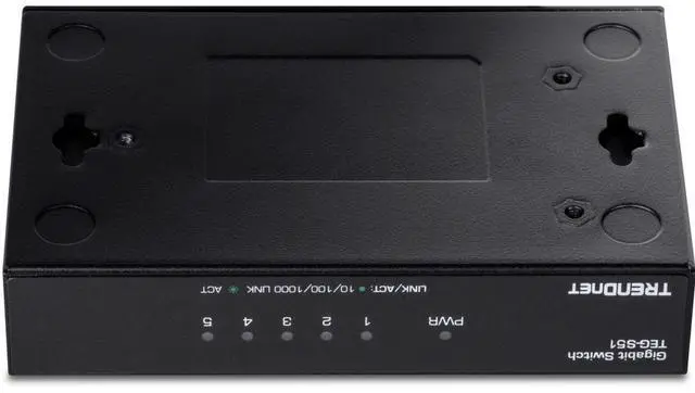 Alt view image 2 of 8 - TRENDnet 5-Port Gigabit Desktop Switch, TEG-S51, 5 x Gigabit RJ-45 Ports, 10Gbps Switching Capacity, Fanless Design, Metal Enclosure, Lifetime Protection, Black
