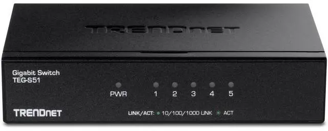 Alt view image 3 of 8 - TRENDnet 5-Port Gigabit Desktop Switch, TEG-S51, 5 x Gigabit RJ-45 Ports, 10Gbps Switching Capacity, Fanless Design, Metal Enclosure, Lifetime Protection, Black