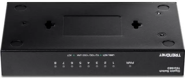 Alt view image 2 of 8 - TRENDnet 8-Port Gigabit Desktop Switch, TEG-S83, 8 x Gigabit RJ-45 Ports, 16Gbps Switching Capacity, Fanless Design, Metal Enclosure, Lifetime Protection, Black