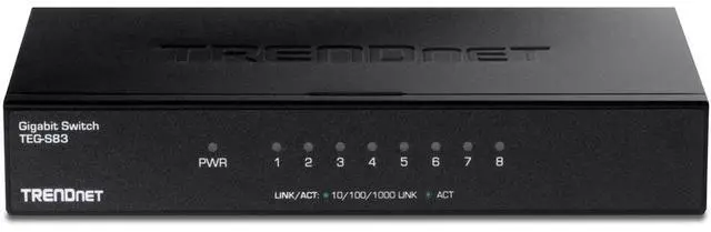Alt view image 3 of 8 - TRENDnet 8-Port Gigabit Desktop Switch, TEG-S83, 8 x Gigabit RJ-45 Ports, 16Gbps Switching Capacity, Fanless Design, Metal Enclosure, Lifetime Protection, Black