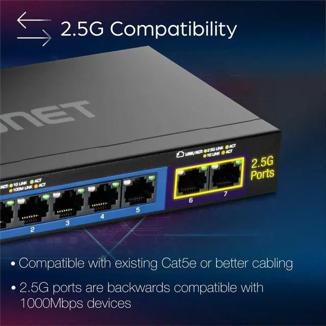 Alt view image 6 of 9 - TRENDnet  TEG-S327, 7-Port Multi-Gig Switch