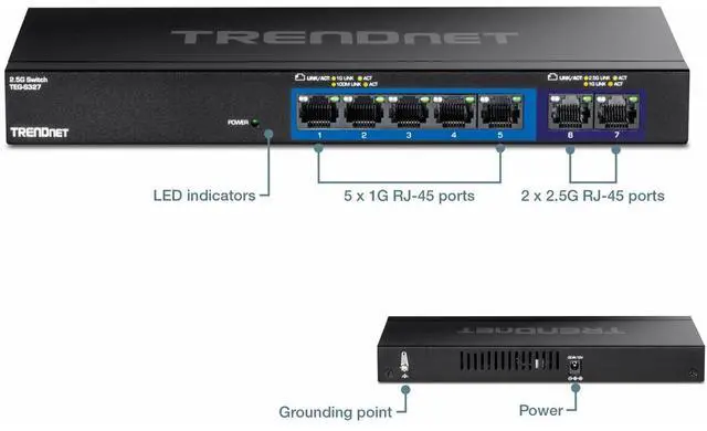 Alt view image 9 of 9 - TRENDnet  TEG-S327, 7-Port Multi-Gig Switch