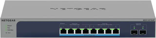 Alt view image 2 of 6 - NETGEAR 8-Port Multi-Gigabit/10G Ethernet Ultra60 PoE++ Smart Switch with 2 SFP+ Ports | MS510TXUP