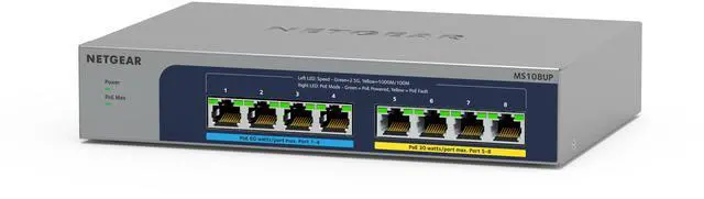 Main image of Netgear 8-Port Multi-Gigabit (2.5G) Ultra60 PoE++ Ethernet Plus Unmanaged Switch, MS108UP-100NAS