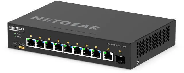 Alt view image 3 of 7 - Netgear AV Line M4250-9G1F-PoE+ 8x1G PoE+ 110W 1x1G and 1xSFP Managed Switch, GSM4210PD-100NAS