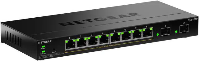 Alt view image 2 of 9 - Netgear GS310TP 8-Port Gigabit Ethernet PoE+ Smart Managed Essentials Switch with 2 Dedicated SFP Ports (55W), GS310TP-200NAS