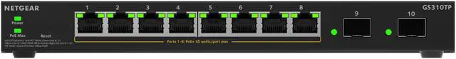 Alt view image 5 of 9 - Netgear GS310TP 8-Port Gigabit Ethernet PoE+ Smart Managed Essentials Switch with 2 Dedicated SFP Ports (55W), GS310TP-200NAS