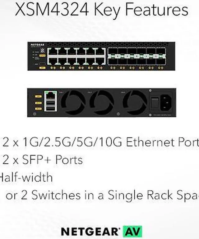 Alt view image 8 of 8 - NETGEAR AV Line M4350-12X12F Ethernet Switch, 12 Ports - Manageable - 10 Gigabit Ethernet - 10GBase-X, 10GBase-T - 3 Layer Supported - Modular