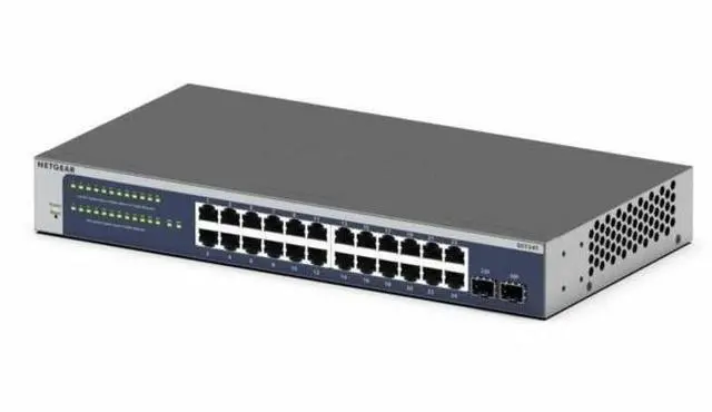 Alt view image 2 of 8 - Netgear Gigabit Smart Switch, 24 Ports - Manageable - Gigabit Ethernet - 10/100/1000Base-T, 1000Base-X - 3 Layer Supported - 2 SFP Slots - 13.50 W Power Consumption - Twisted Pair, Optical Fiber