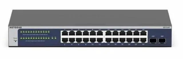 Alt view image 3 of 8 - Netgear Gigabit Smart Switch, 24 Ports - Manageable - Gigabit Ethernet - 10/100/1000Base-T, 1000Base-X - 3 Layer Supported - 2 SFP Slots - 13.50 W Power Consumption - Twisted Pair, Optical Fiber