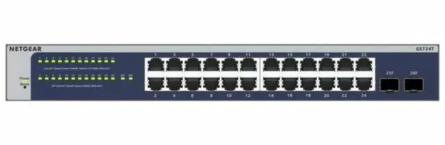 Alt view image 7 of 8 - Netgear Gigabit Smart Switch, 24 Ports - Manageable - Gigabit Ethernet - 10/100/1000Base-T, 1000Base-X - 3 Layer Supported - 2 SFP Slots - 13.50 W Power Consumption - Twisted Pair, Optical Fiber