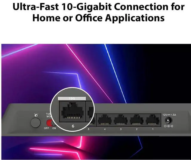 Alt view image 4 of 6 - D-Link 6-Port Multi-Gigabit (1x10Gb & 5x2.5Gb) Ethernet Switch with PC Gaming Turbo-mode and Color Indicator - (DMS-106XT)