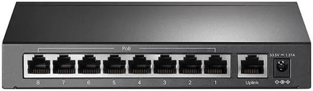 Alt view image 4 of 9 - TP-Link 9 Port Fast Ethernet 10/100Mbps PoE Switch | 8 PoE+ Ports @65W | Sturdy Metal w/Shielded Ports | Limited Lifetime Protection | Extend Mode | Priority Mode | Isolation Mode (TL-SF1009P)