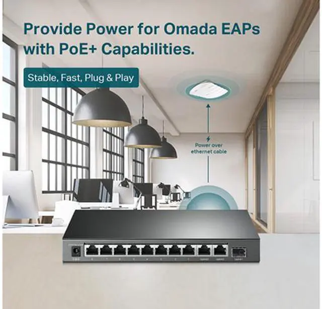 Alt view image 5 of 5 - TP-Link TL-SL1311MP | 8 Port 10/100Mbps Fast Ethernet PoE Switch | 8 PoE+ Ports @124W, w/ 2 Uplink Gigabit Ports + 1 SFP Port | Limited Lifetime Protection | PoE Recovery | Extend & Isolation Mode