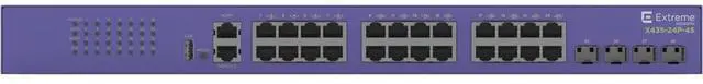Alt view image 2 of 2 - Extreme Networks - X435 switch 24x10/100/1000BASE-T PoE+ full/half-duplex ports, 4x1G/2.5G unpopulated SFP ports, 1 AC PSU, ExtremeXOS Value Edge license | X435-24P-4S