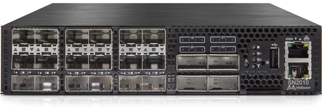 Main image of MELLANOX TECHNOLOGIES Spectrum Based 100GbE 1U Open Ethernet Switch with MLNX-OS, 16 QSFP28 Ports, 2 Power Supplies (AC), Standard Depth, x86 CPU, P2C Airflow, RoHS6