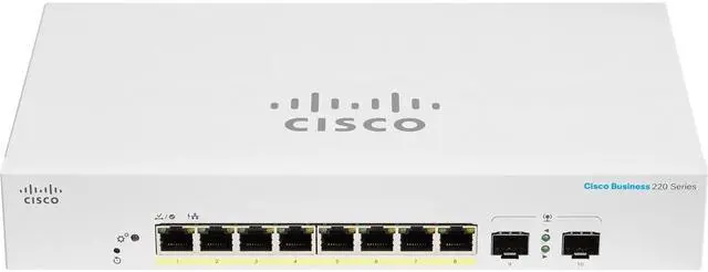 Alt view image 2 of 3 - Cisco Business CBS220-8P-E-2G Ethernet Switch, 8 Ports - Manageable - Gigabit Ethernet - 10/100/1000Base-T, 1000Base-X - 2 Layer Supported
