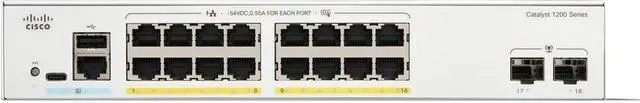 Main image of Cisco Catalyst C1200-16P-2G Ethernet Switch, 16 Ports - Manageable - Gigabit Ethernet - 1000Base-X, 10/100/1000Base-T - 3 Layer Supported