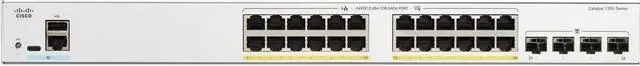 Alt view image 2 of 3 - Cisco Catalyst C1200-24FP-4G Ethernet Switch, 24 Ports - Manageable - Gigabit Ethernet - 10/100/1000Base-T, 1000Base-X - 3 Layer Supported