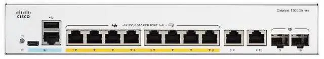 Alt view image 2 of 2 - Cisco Catalyst C1300-8FP-2G Ethernet Switch, 10 Ports - Manageable - Gigabit Ethernet - 10/100/1000Base-T, 1000Base-X - 3 Layer Supported