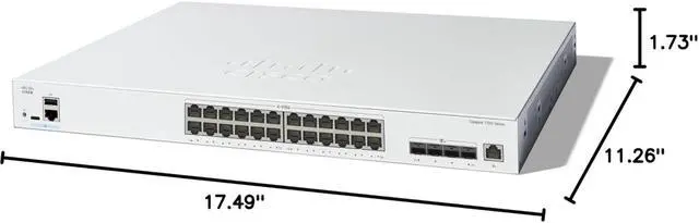 Alt view image 3 of 5 - Cisco Catalyst 1300 C1300-24XT Layer 3 Switch, 20 Ports - Manageable - Gigabit Ethernet, 10 Gigabit Ethernet - 10GBase-T, 10GBase-X - 3 Layer Supported