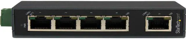 Main image of StarTech.com 5 Port Industrial Ethernet Switch - DIN Rail Mountable