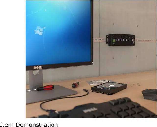 Alt view image 4 of 6 - StarTech.com ST1030USBM 10 Port USB 3.0 Hub - Industrial - ESD and Surge Protection - DIN Rail or Surface Mountable - Metal - Powered USB Hub
