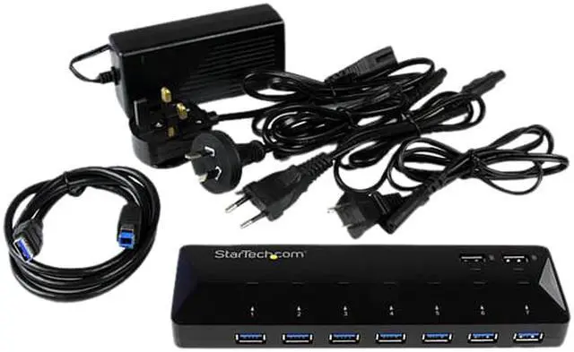 Alt view image 4 of 4 - StarTech ST93007U2C StarTech.com 7-Port USB 3.0 Hub plus Dedicated Charging Ports - 2 x 2.4A Ports - Desktop USB Hub and Fast-Charging Station - USB - External - 9 USB Port(s) - 7 USB 3.0 Port(s) - PC