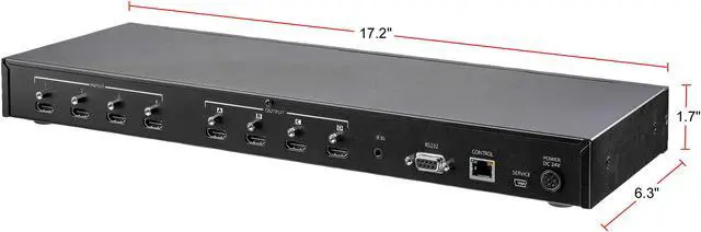 Alt view image 3 of 4 - StarTech VS424HD4K60 4x4 HDMI Matrix Switch w/ Audio & Ethernet Control, 4K 60Hz