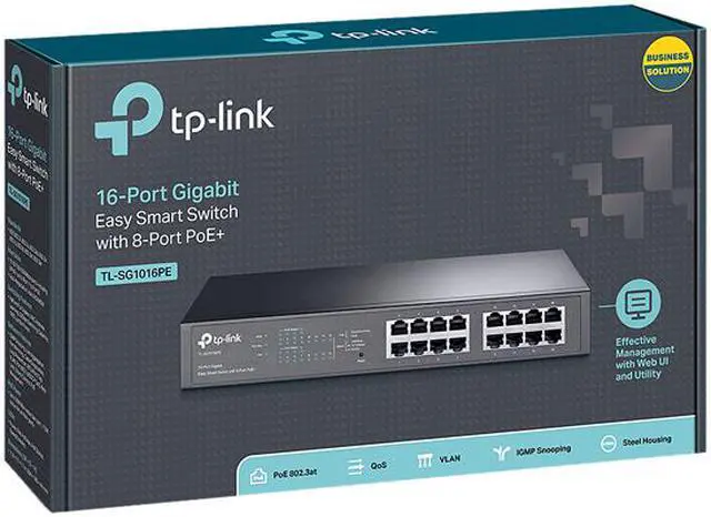 Alt view image 4 of 4 - TP-Link TL-SG1016PE V3 | 16 Port Gigabit PoE Switch | Easy Smart Managed | 8 PoE+ Ports @150W | Plug & Play | Sturdy Metal w/ Shielded Ports | QoS, Vlan, IGMP & LAG | Limited Lifetime Protection