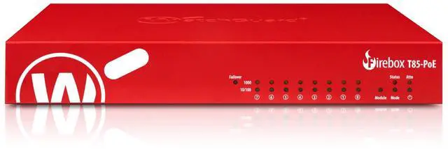 Main image of WatchGuard Firebox T85-PoE Network Security/Firewall - Intrusion Prevention - 8 Port - 10/100/1000Base-T - Gigabit Ethernet - 4.96 Gbit/s Firewall Throughput - 8 x RJ-45   WGT85675-US