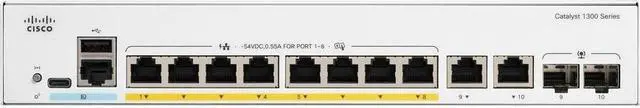 Alt view image 3 of 3 - Cisco Catalyst 1300-8P-E-2G Managed Switch, 8 Port GE, PoE, Ext PS, 2x1GE Combo, Limited Lifetime Protection (C1300-8P-E-2G)
