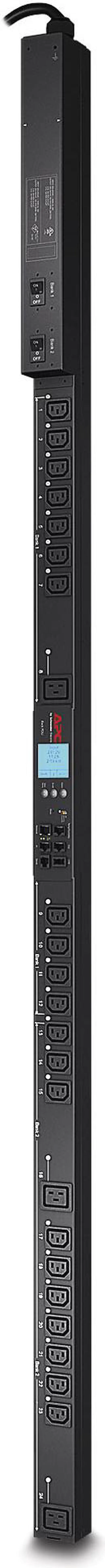 Main image of APC Rack Mount PDU, Metered-by-Outlet with Switching, 200V-240V/30A, (24) Outlets, 0U Vertical Rackmount (AP8641)