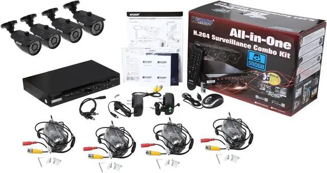 Alt view image 11 of 11 - KGuard NS801-4CW214H-500G 8 Channel H.264 DVR Surveillance DIY System, CCD Sensor, Night Vision, Outdoor Housing Camera, 500GB HDD Included