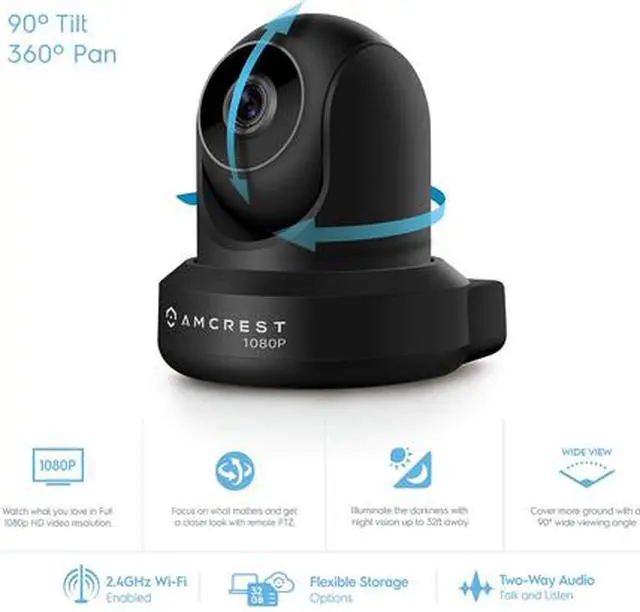 Alt view image 4 of 5 - Amcrest ProHD 1080P WiFi Camera 2MP (1920TVL) Indoor Pan/Tilt Security Wireless IP Camera IP2M-841B (Black)
