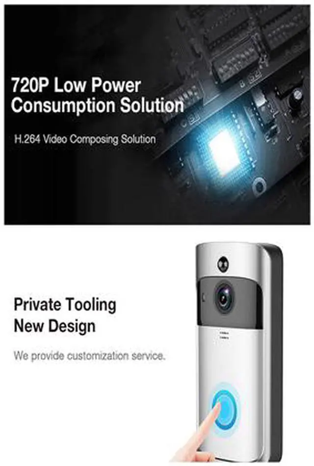 Alt view image 6 of 6 - V5 Video Doorbell Smart IP Camera WIFI Wireless Security Door Phone Bell Camera Visual Recording Home Monitor Doorbell