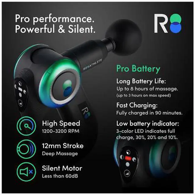 Alt view image 5 of 6 - REATHLETE DEEP4S Percussion Therapy Deep Tissue Full Body Handheld Massage Gun
