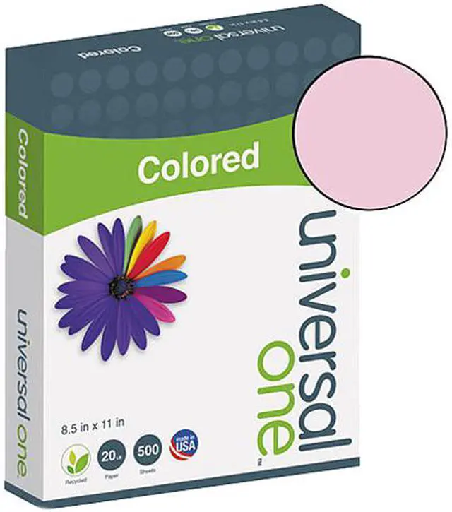 Main image of Universal UNV11204 Colored Paper, 20lb, 8-1/2 x 11, Pink - 1 Ream (500 Sheets)