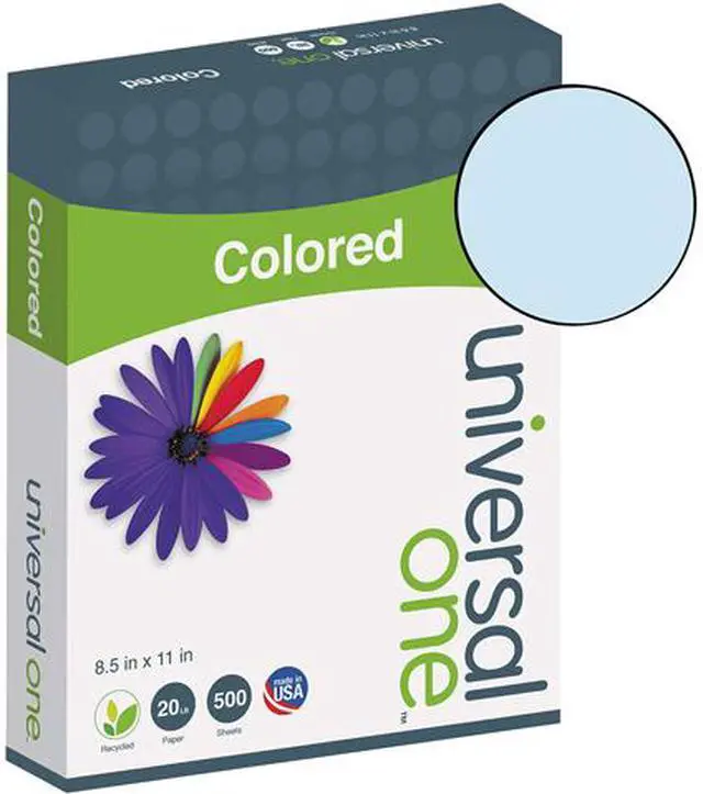 Main image of Universal UNV11202 Colored Paper, 20lb, 8-1/2 x 11, Blue - 1 Ream (500 Sheets)