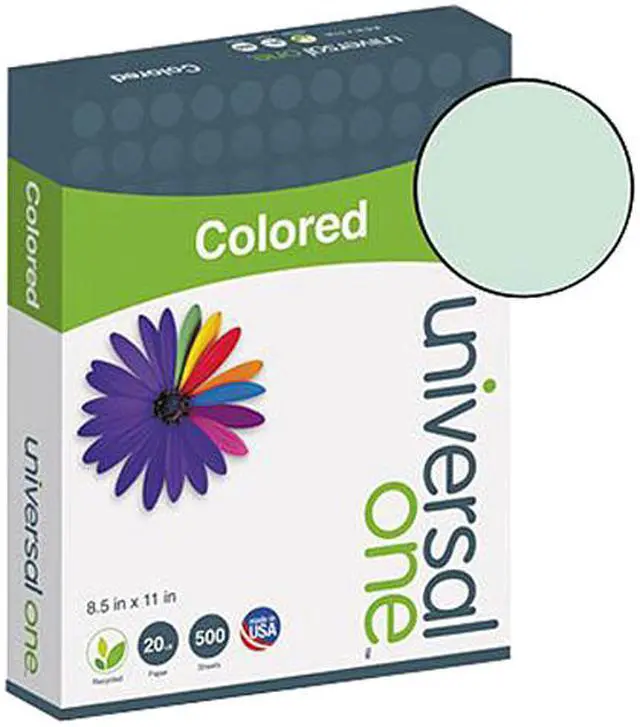 Main image of Universal UNV11203 Colored Paper, 20lb, 8-1/2 x 11, Green - 1 Ream (500 Sheets)
