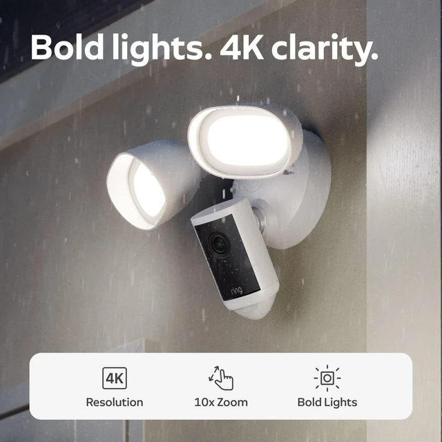 Alt view image 2 of 3 - Ring Floodlight Cam 4K Pro (2nd Gen) - Wired, 4K Video, 10x Zoom, 3D Motion Detection, 2000 Lumen Floodlight, Wi-Fi 6, White