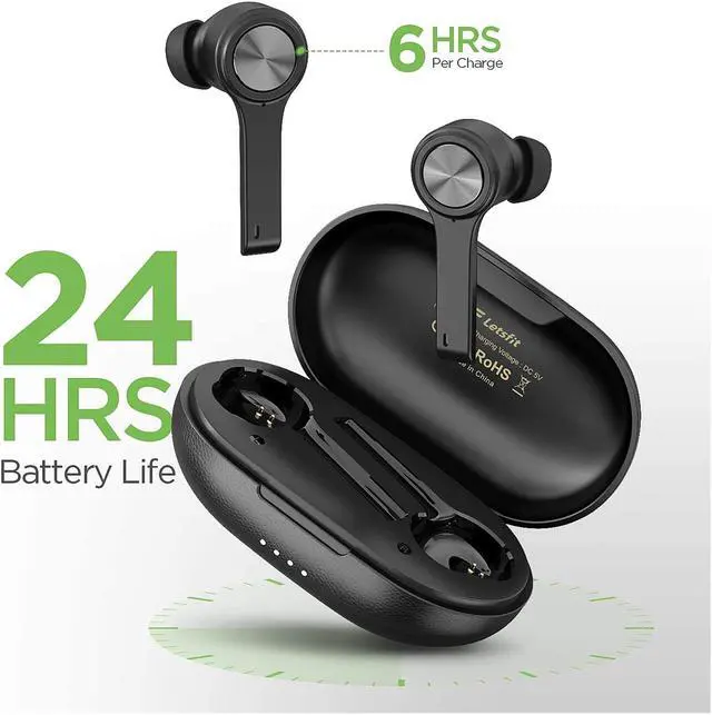 Alt view image 2 of 4 - Letsfit T13 Bluetooth 5.0 True Wireless Earbuds with Charging Case (Black)