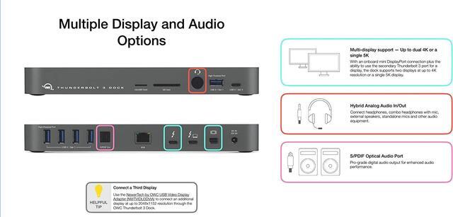 Alt view image 4 of 6 - OWC 14-Port Thunderbolt 3 Dock with Cable, Compatible with Windows PC and Mac, Space Gray