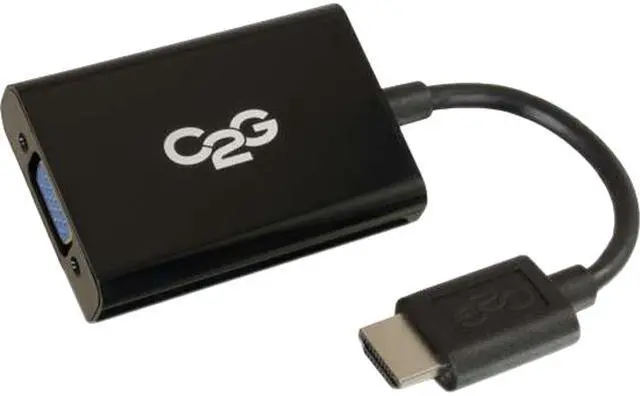 Main image of C2G HDMI to VGA Adapter Converter Dongle C2G HDMI? Male to VGA and Stereo Audio Female Adapter Converter Dongle - HDMI/VGA/Mini-phone for Audio/Video Device, Monitor, Notebook - 8" - 1 x HDMI
