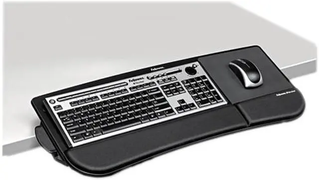 Main image of FELLOWES, INC. 8060101 THE FELLOWES TILT N SLIDE KEYBOARD MANAGER ATTACHES TO YOUR DESKTOP EDGE WITHOUT