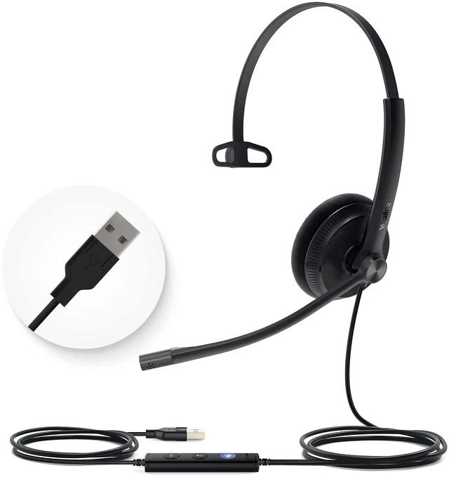 Main image of Yealink Uh34 Usb Wired Headset With Microphone - Headphones With Noise Cancelling Professional Business Headphones Voip Phone Computer Call Center Office Ultra Light Mono
