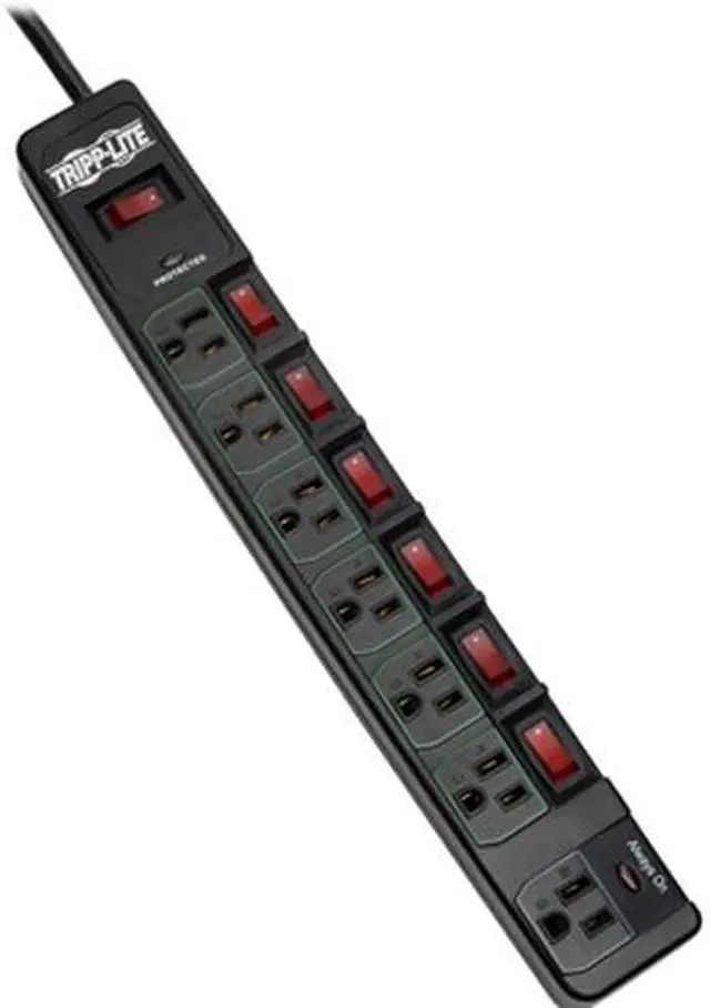 Main image of Tripp Lite Eco Surge Protector Power Strip Green 7-Outlet 6ft Cord, Black