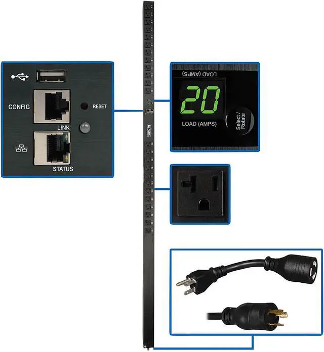 Main image of Tripp Lite - PDUMV20NETLX - Tripp Lite PDU Switched 1.9kW 120V 24 5-15/20R 20A LX Platform 0URM TAA - Switched - NEMA