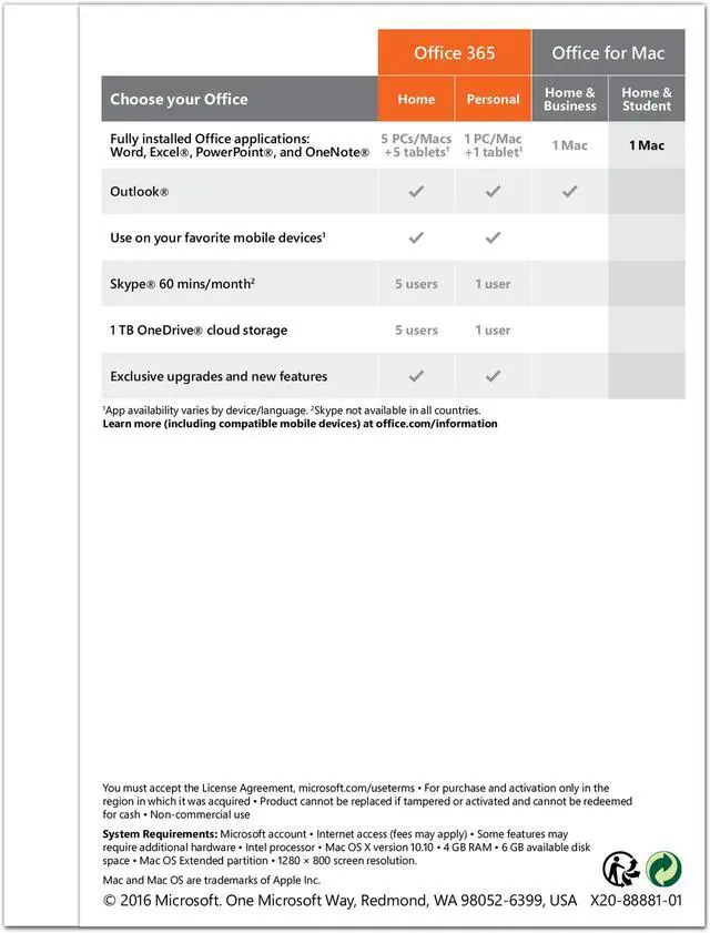 Alt view image 2 of 2 - Microsoft Office Home and Student 2016 for Mac | Mac Key Card