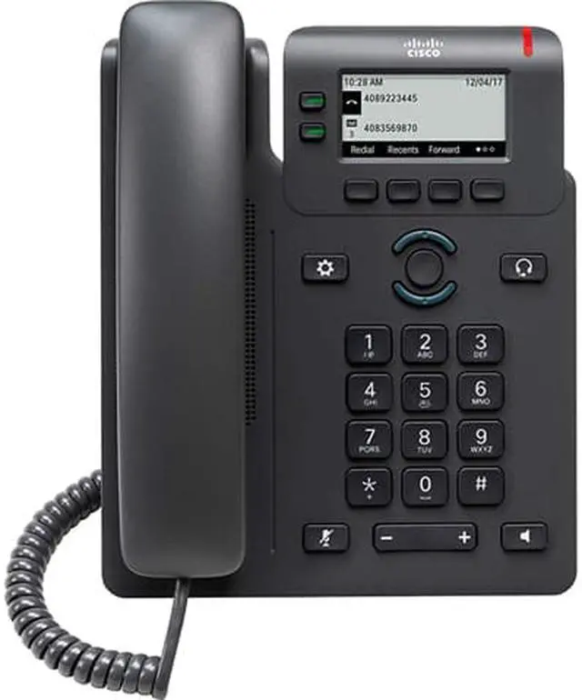 Main image of Cisco 6851 IP Phone - Corded, Wall Mountable, Desktop - Charcoal, 4 x Total Line - VoIP - 2 x Network (RJ-45) - PoE Ports